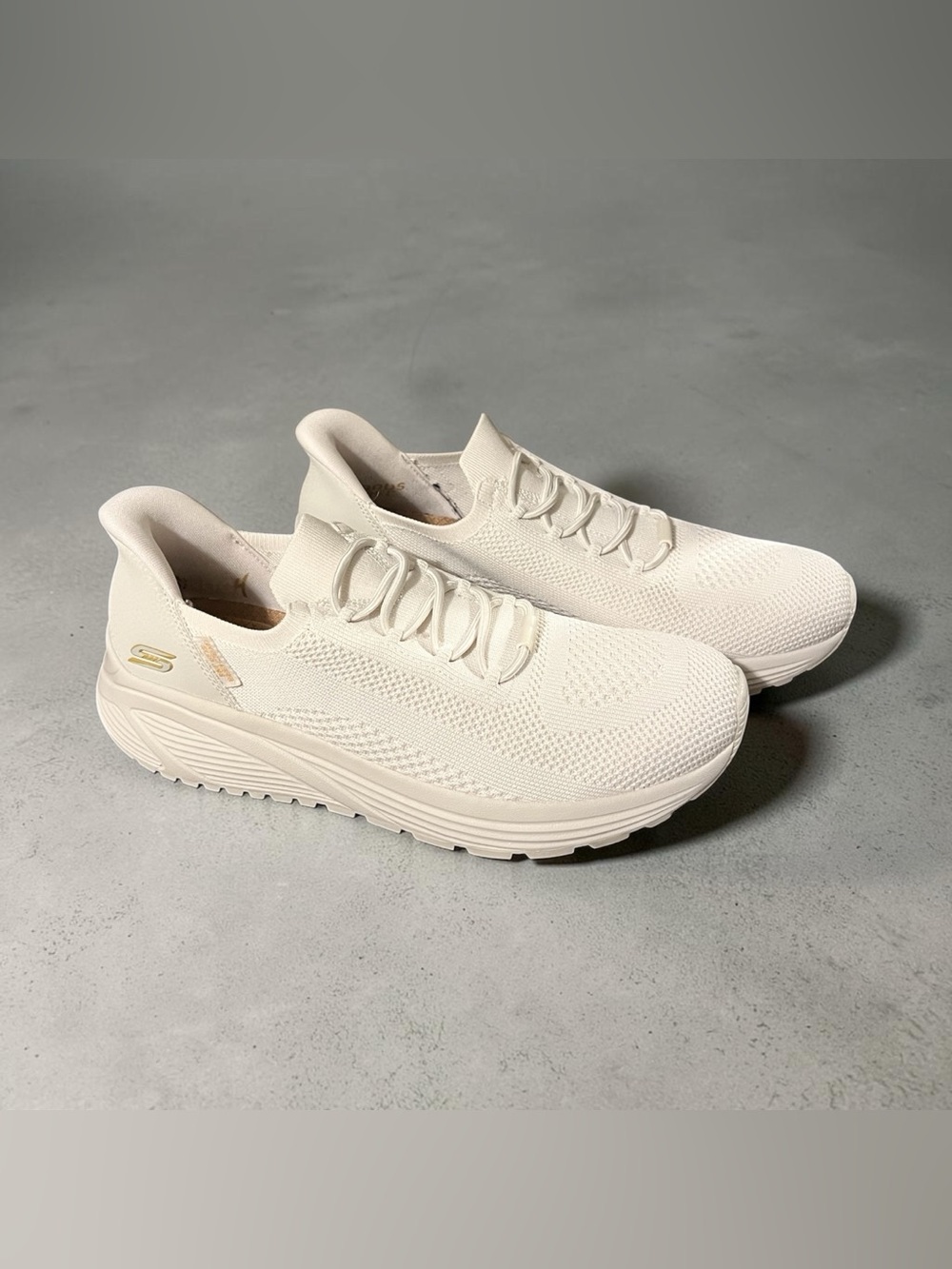 Skechers Women’s Ivory Knit Slip-On Platform Sneakers